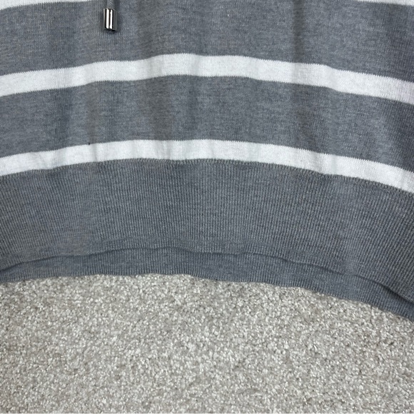 Max Studio Sweater Womens Large Gray Stripe Cowl Neck Pullover Stretch- 2984* - Picture 3 of 11
